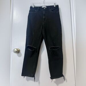 Abercrombie & Fitch Women's Black High Rise Mom Ripped Jeans